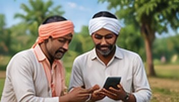 Rural citizens using a mobile phone